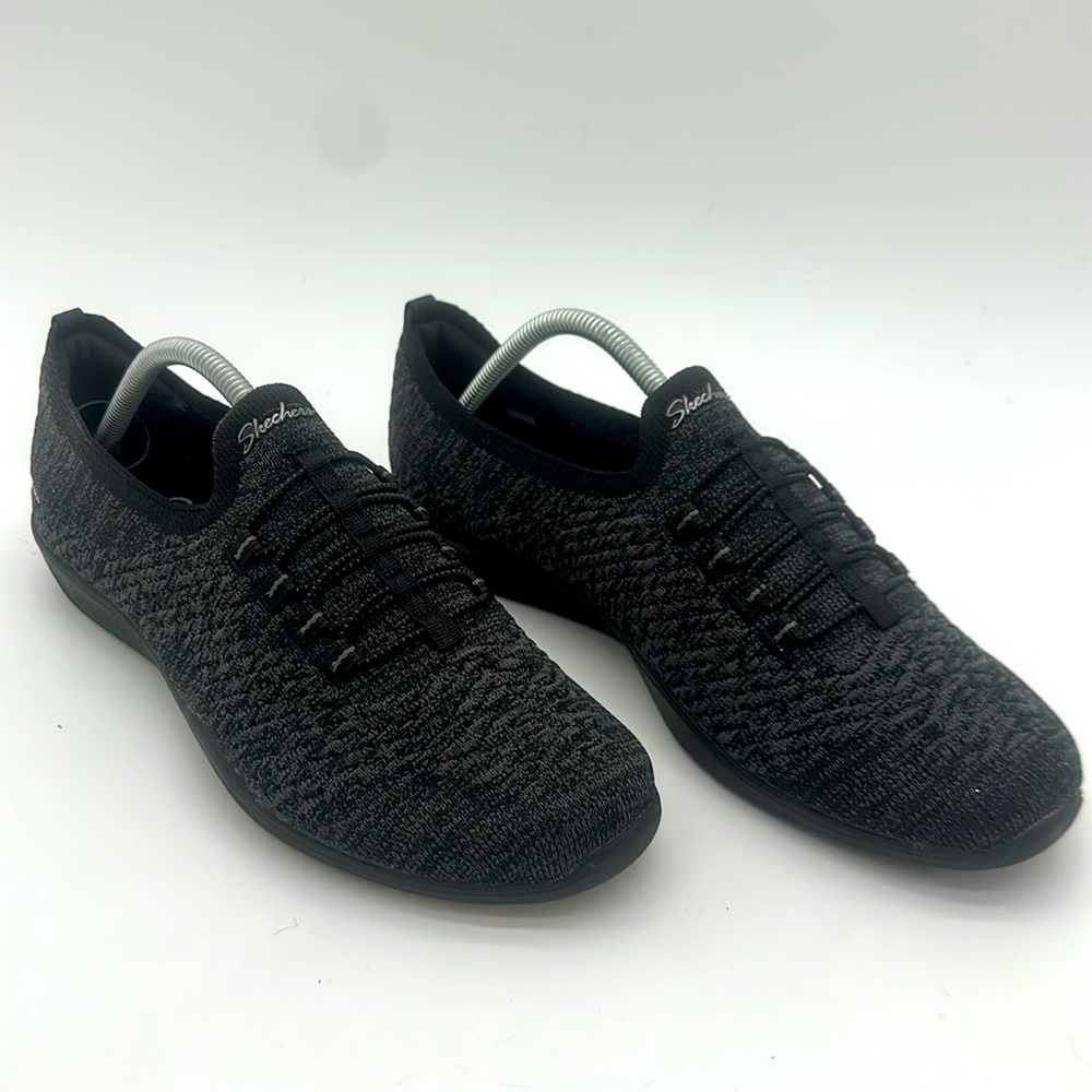 Skechers Women's Black Knit Slip-On Sneakers - Picture 8 of 12
